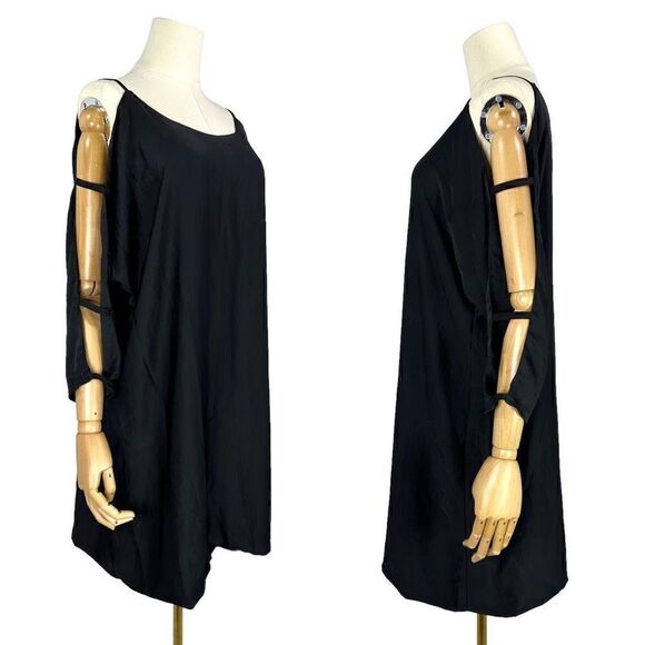 HATCH Maternity Contemporary  Minimalist Cut Out Dolman Sleeve Black Shift Dress - Picture 2 of 9